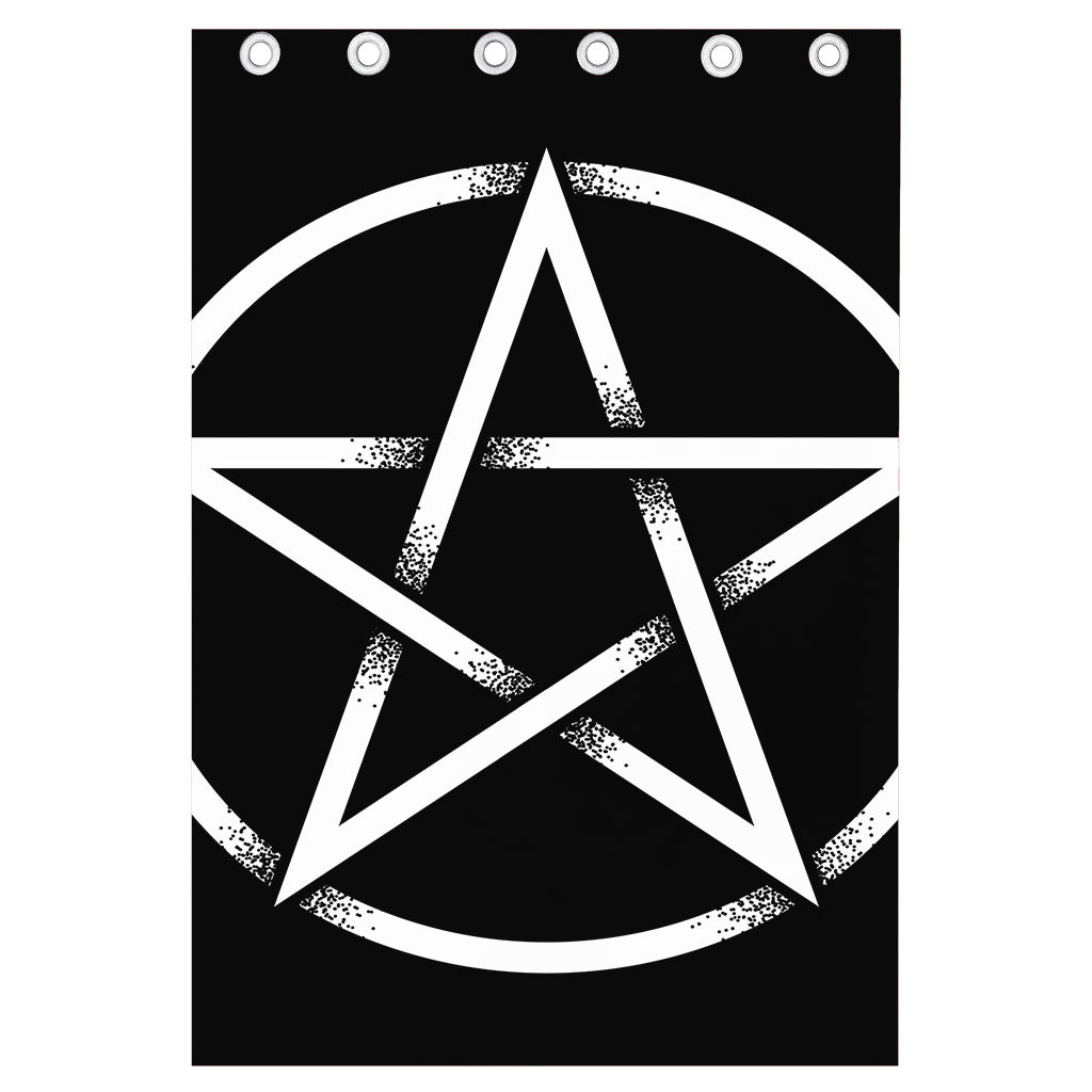 Black And White Pentagram Symbol Print Curtain