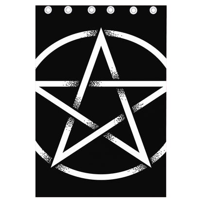 Black And White Pentagram Symbol Print Curtain