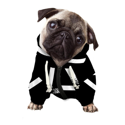 Black And White Pentagram Symbol Print Dog Zip Up Hoodie