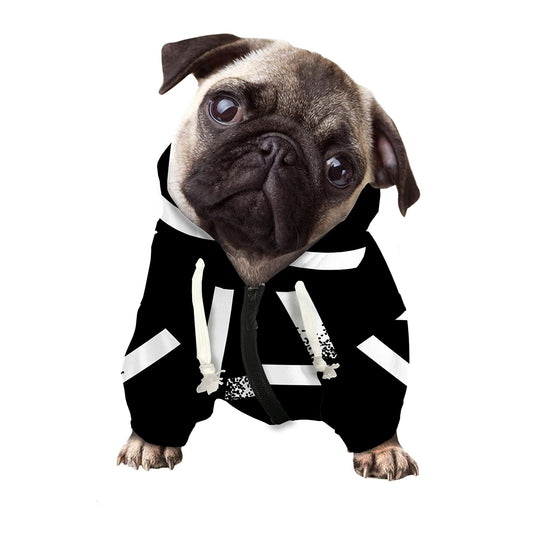 Black And White Pentagram Symbol Print Dog Zip Up Hoodie