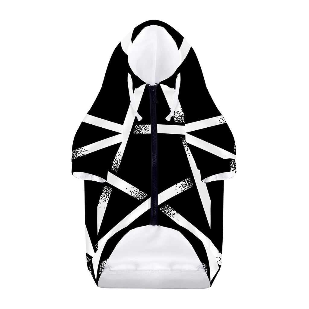 Black And White Pentagram Symbol Print Dog Zip Up Hoodie