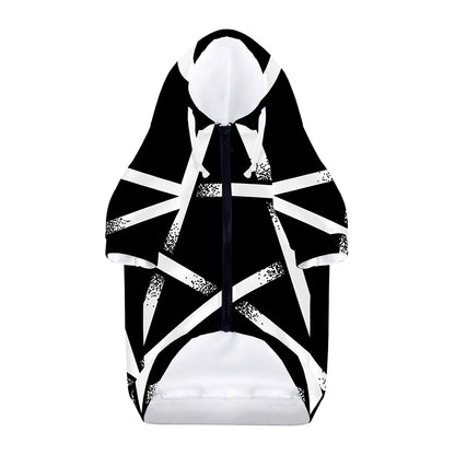 Black And White Pentagram Symbol Print Dog Zip Up Hoodie
