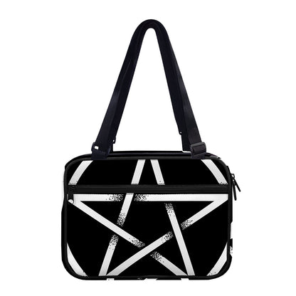 Black And White Pentagram Symbol Print Double Strap Bible Bag