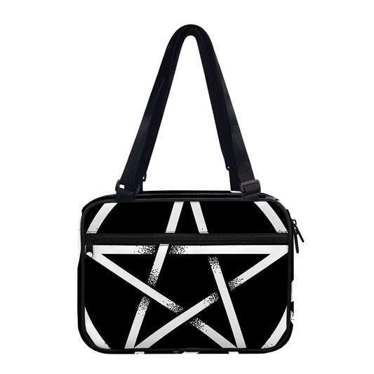 Black And White Pentagram Symbol Print Double Strap Bible Bag