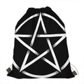 Black And White Pentagram Symbol Print Drawstring Bag