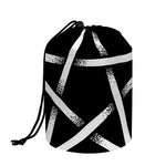 Black And White Pentagram Symbol Print Drawstring Makeup Bag