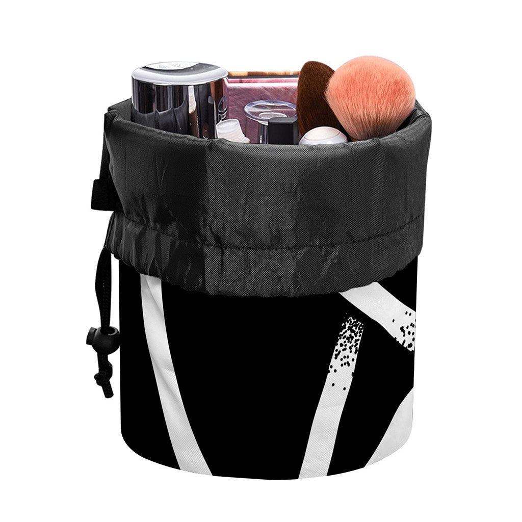 Black And White Pentagram Symbol Print Drawstring Makeup Bag