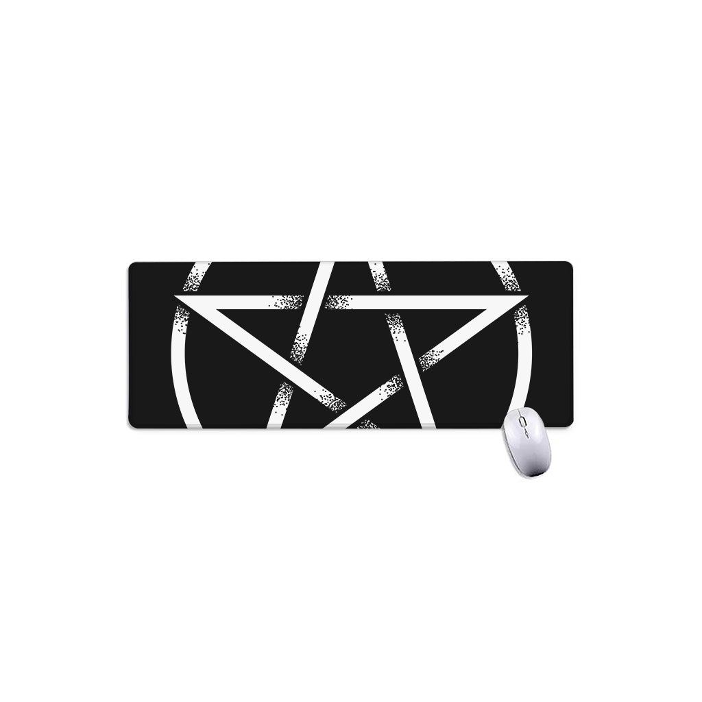 Black And White Pentagram Symbol Print Extended Mouse Pad