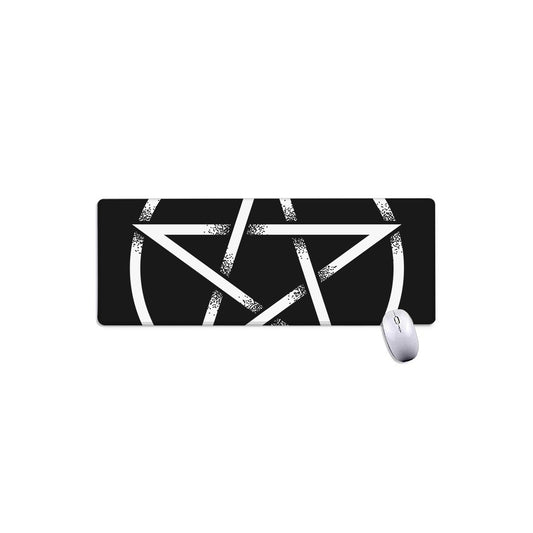 Black And White Pentagram Symbol Print Extended Mouse Pad