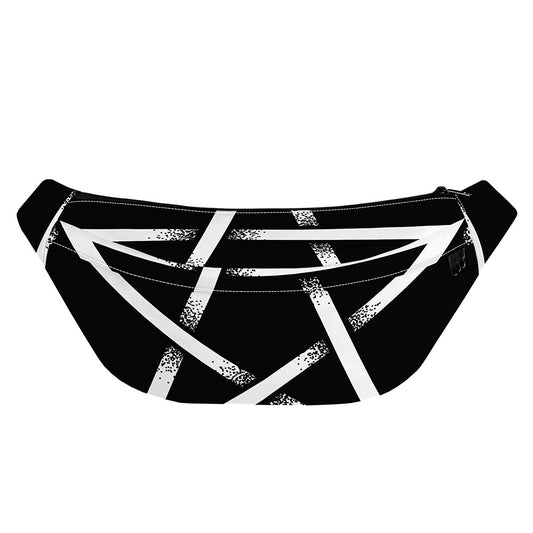 Black And White Pentagram Symbol Print Fanny Pack
