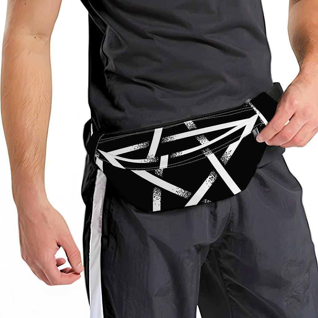Black And White Pentagram Symbol Print Fanny Pack
