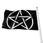 Black And White Pentagram Symbol Print Flag