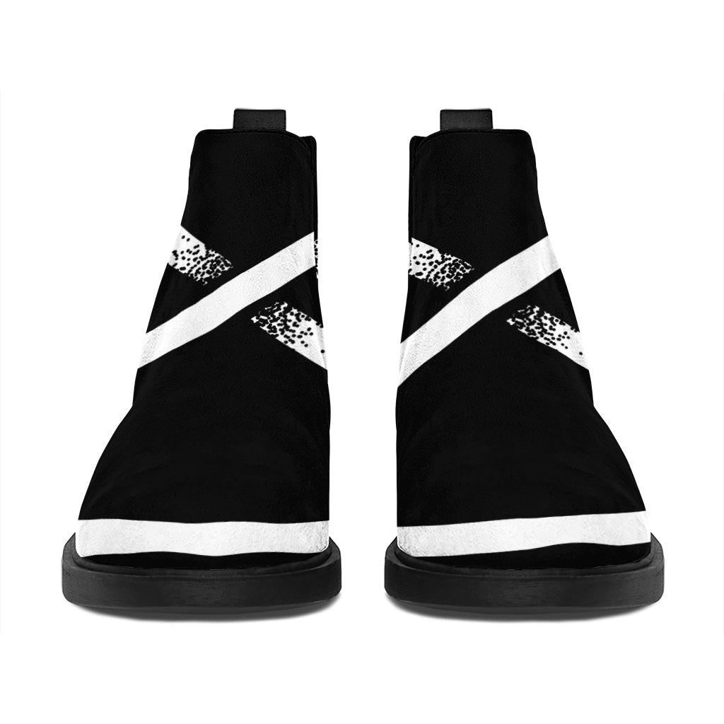 Black And White Pentagram Symbol Print Flat Ankle Boots