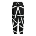 Black And White Pentagram Symbol Print Fleece Lined Knit Pants