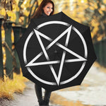 Black And White Pentagram Symbol Print Foldable Umbrella