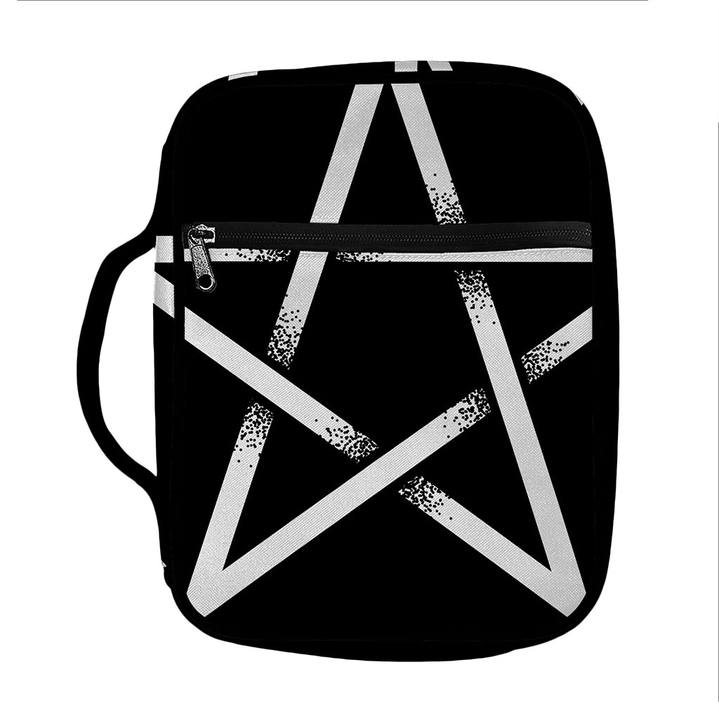 Black And White Pentagram Symbol Print Front Pocket Bible Bag