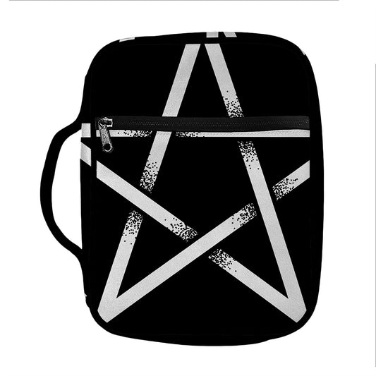 Black And White Pentagram Symbol Print Front Pocket Bible Bag
