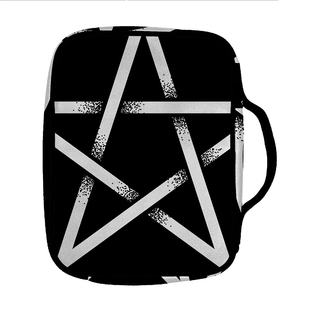 Black And White Pentagram Symbol Print Front Pocket Bible Bag