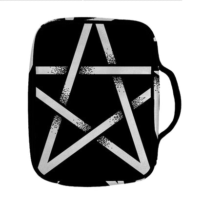 Black And White Pentagram Symbol Print Front Pocket Bible Bag