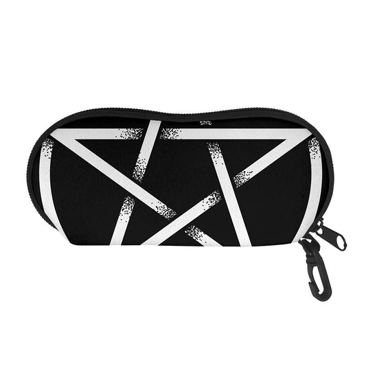 Black And White Pentagram Symbol Print Glasses Case