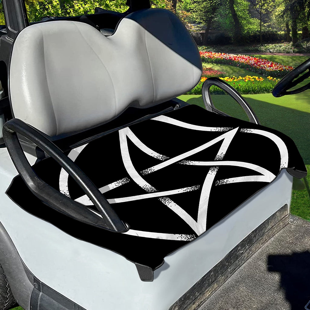 Black And White Pentagram Symbol Print Golf Cart Seat Cover
