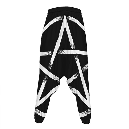Black And White Pentagram Symbol Print Hammer Pants