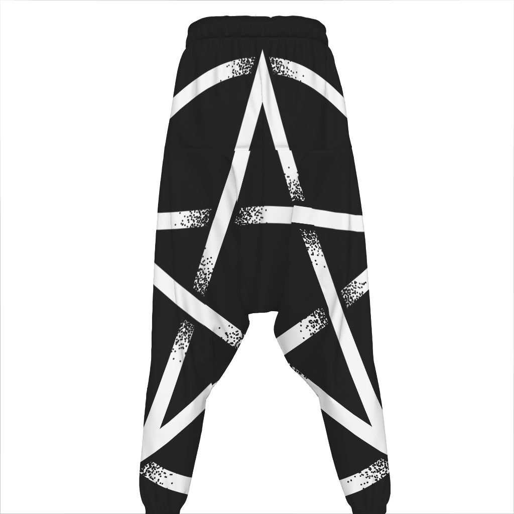 Black And White Pentagram Symbol Print Hammer Pants