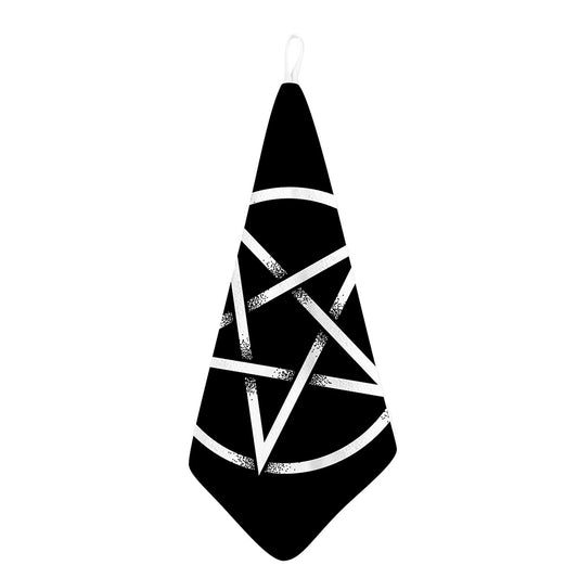 Black And White Pentagram Symbol Print Hand Towel