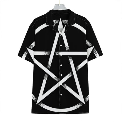 Black And White Pentagram Symbol Print Hawaiian Shirt