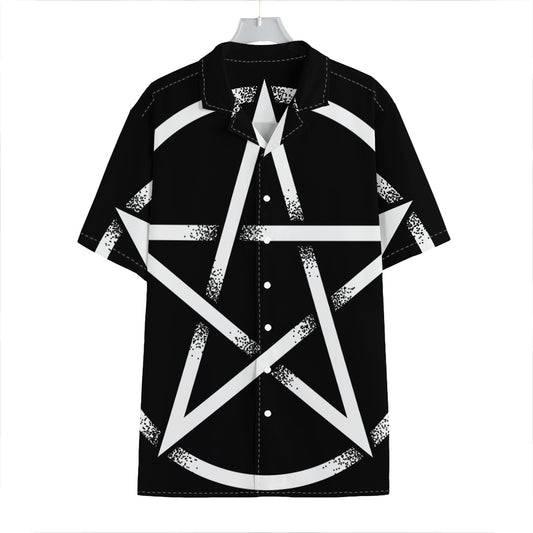 Black And White Pentagram Symbol Print Hawaiian Shirt