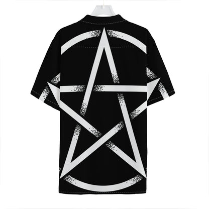 Black And White Pentagram Symbol Print Hawaiian Shirt