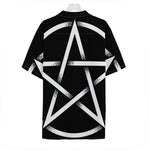 Black And White Pentagram Symbol Print Hawaiian Shirt