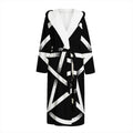 Black And White Pentagram Symbol Print Hooded Bathrobe