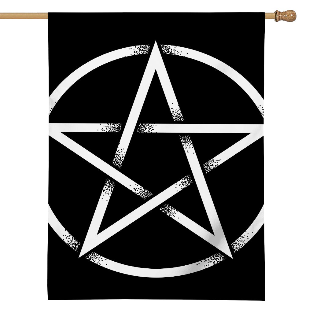 Black And White Pentagram Symbol Print House Flag