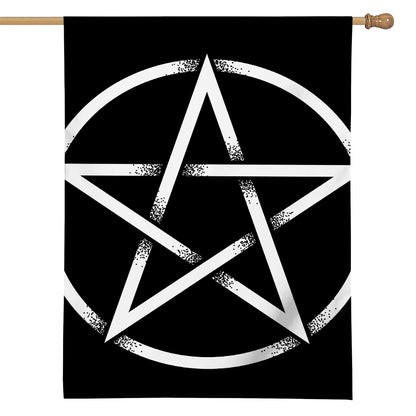 Black And White Pentagram Symbol Print House Flag