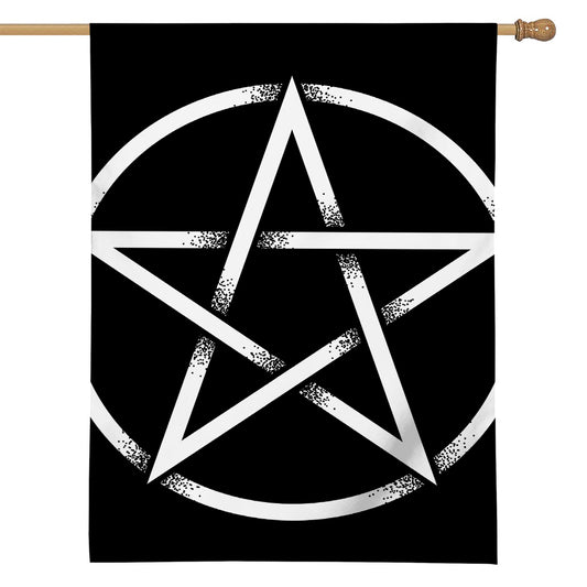 Black And White Pentagram Symbol Print House Flag