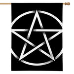 Black And White Pentagram Symbol Print House Flag