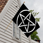 Black And White Pentagram Symbol Print House Flag