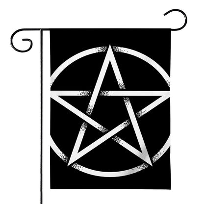 Black And White Pentagram Symbol Print House Flag