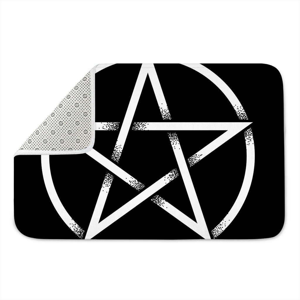 Black And White Pentagram Symbol Print Indoor Door Mat