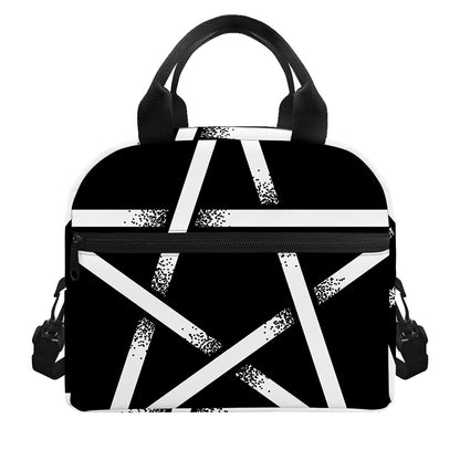 Black And White Pentagram Symbol Print Insulated Lunch Bag