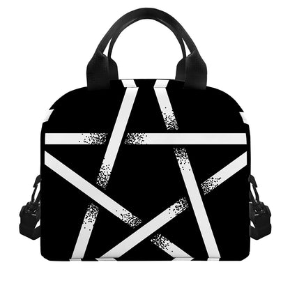 Black And White Pentagram Symbol Print Insulated Lunch Bag