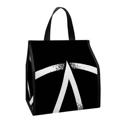 Black And White Pentagram Symbol Print Insulated Lunch Tote