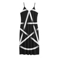 Black And White Pentagram Symbol Print Jersey Midi Cami Dress