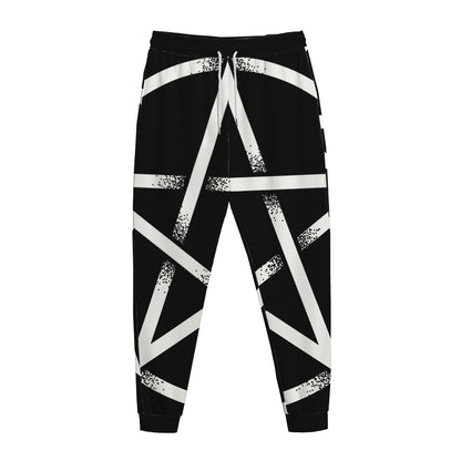 Black And White Pentagram Symbol Print Jogger Pants