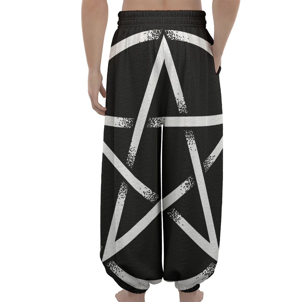 Black And White Pentagram Symbol Print Lantern Pants