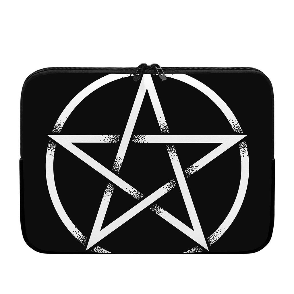 Black And White Pentagram Symbol Print Laptop Sleeve