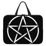 Black And White Pentagram Symbol Print Laptop Sleeve With Handle