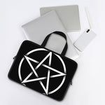 Black And White Pentagram Symbol Print Laptop Sleeve With Handle