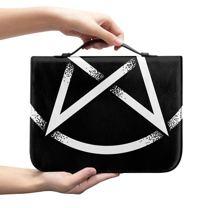 Black And White Pentagram Symbol Print Leather Bible Cover